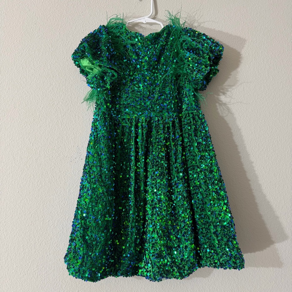 LOLA + the boys EMERALD SHIMMER PARTY girls DRESS - Picture 5 of 13